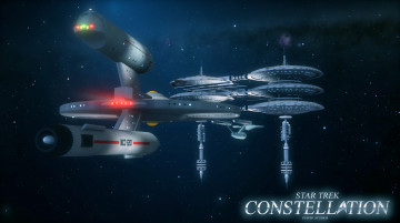 обоя видео игры, star trek constellation, космический, корабль, полет, вселенная