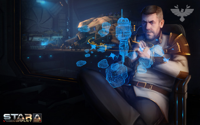 Обои картинки фото видео игры, star conflict, фон, мужчина, взгляд