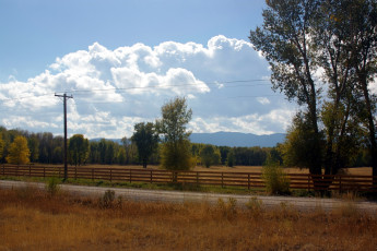 Картинка природа пейзажи дорога осень деревья изгородь