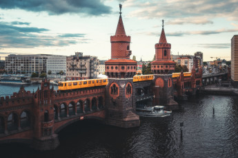 Картинка berlin+-+oberbaumbr& 252 cke города берлин+ германия мост река