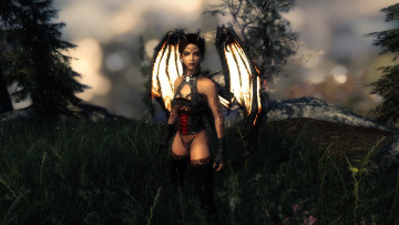 Картинка 3д+графика существа+ creatures девушка взгляд демон фон