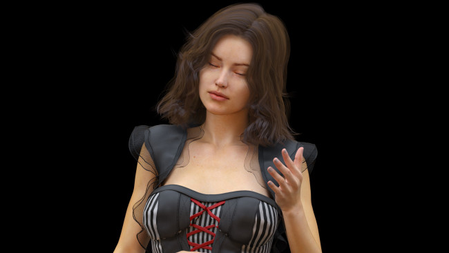 Обои картинки фото 3д графика, люди , people, девушка, взгляд, фон