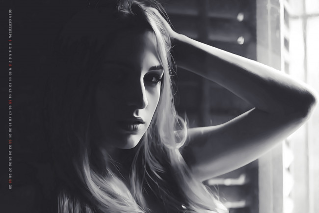 Обои картинки фото календари, компьютерный дизайн, calendar, женщина, взгляд, лицо, девушка, 2019