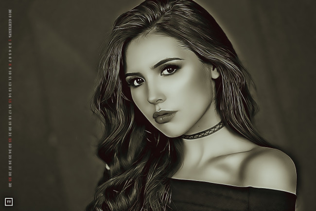 Обои картинки фото календари, компьютерный дизайн, женщина, 2019, calendar, девушка, лицо, взгляд