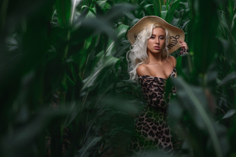 Картинка margo девушки -+блондинки +светловолосые взгляд шляпа макияж причёска красавица секси природа кукуруза листья зелень девушка модель блондинка красотка стройная сексуальная поза флирт