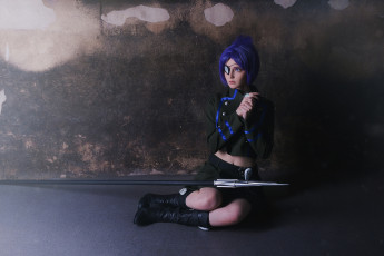 Картинка девушки kirdjava образ костюм оружие пещера