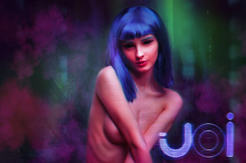 Картинка девушки kirdjava образ глаза грудь неон