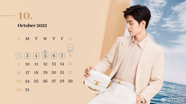 Обои картинки фото календари, знаменитости, сяо, чжань, костюм, барсетка, картина