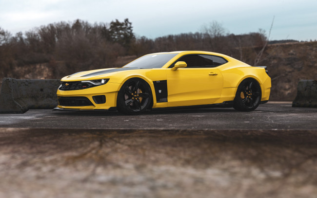 Обои картинки фото chevrolet camaro rs bumble bee new vision, автомобили, 3д, chevrolet, camaro, rs, bumble, bee, new, vision