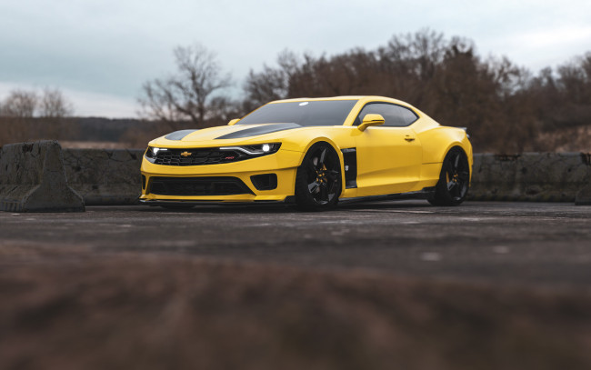Обои картинки фото chevrolet camaro rs bumble bee new vision, автомобили, 3д, chevrolet, camaro, rs, bumble, bee, new, vision