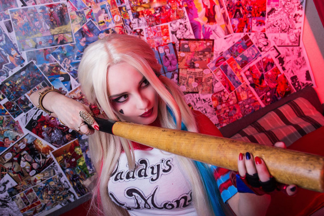 Обои картинки фото девушки, kirdjava, образ, бита