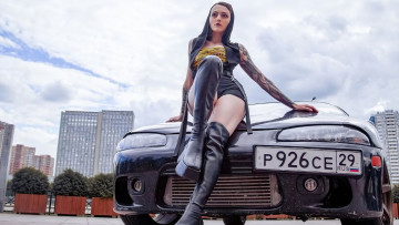 обоя автомобили, -авто с девушками, margo, eclipse