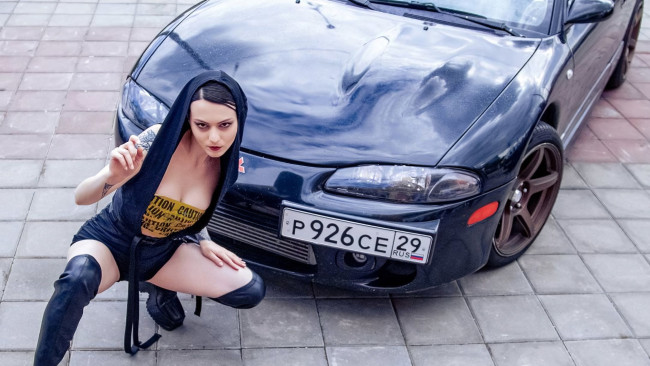 Обои картинки фото автомобили, -авто с девушками, margo, eclipse