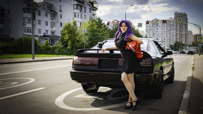 Обои картинки фото автомобили, -авто с девушками, toyota, supra