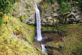 Картинка природа водопады трава камни вода
