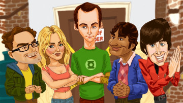 Картинка кино фильмы the big bang theory шарж разноцветные рисунки теория большого взрыва