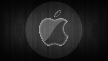 Картинка компьютеры apple паркет тёмный яблоко логотип фон