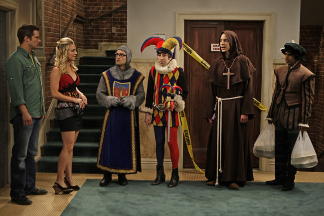 Обои картинки фото кино, фильмы, the, big, bang, theory, монах, шелдон, пэни, леонард