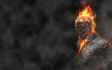 обоя призрачный, гонщик, 3д, графика, creatures, существа, скелет, огонь, череп, ghost, rider