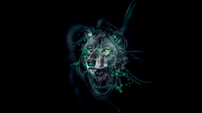 Обои картинки фото разное, компьютерный, дизайн, волк, абстракция, темный, черный