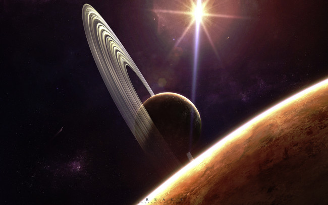 Обои картинки фото космос, арт, планеты-а, солнце, вселенная, звезды