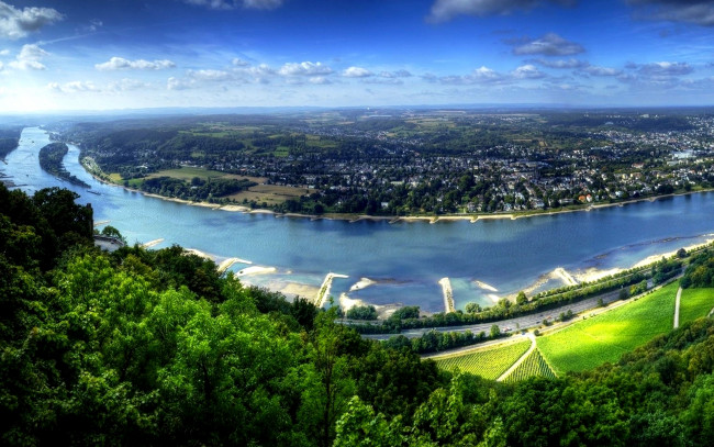 Обои картинки фото природа, реки, озера, облака, панорама, река, излучина, лес