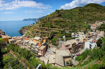 Картинка italy cinque terre manarola города амальфийское лигурийское побережье италия поля сады море горы дома