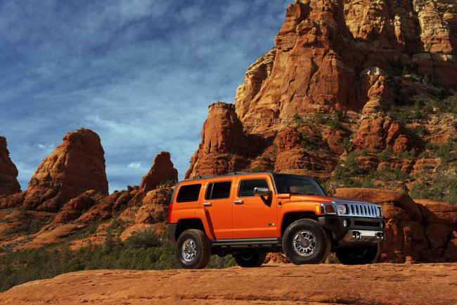 Обои картинки фото 2008, hummer, h3, alpha, автомобили, горы