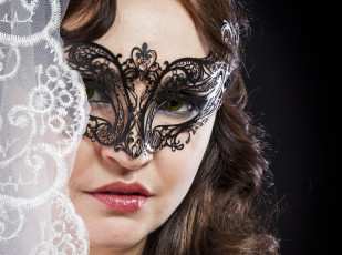 Картинка девушки -unsort+ лица +портреты фон зеленые глаза маска девушка