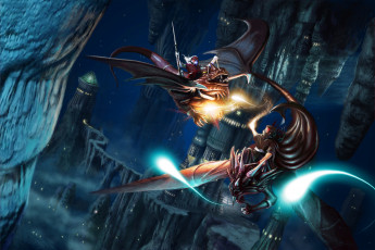 Картинка фэнтези драконы иной мир всадники магия