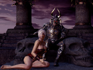 Картинка 3д+графика фантазия+ fantasy рыцарь фон взгляд девушка