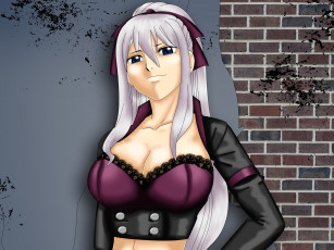 Картинка аниме unknown +другое фон взгляд девушка кирпич стена