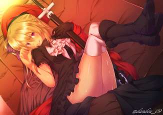 Картинка аниме оружие +техника +технологии меч девушка взгляд фон