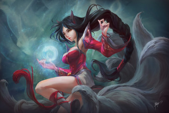 Картинка видео+игры league+of+legends nine tailed fox art league of legends кицуне девушка kitsune ears girl ари коса фэнтези ahri braid магия magic fantasy фанарт fanart рисунок арт девятихвостая лиса brunette брюнетка by koloromuj ушки mimi