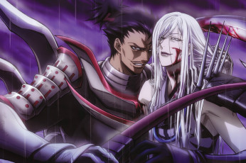 Картинка аниме sengoku+basara доспехи ливень ночь самураи кровь рана катана mitsuhide akechi oda nobunaga sengoku basara поединок