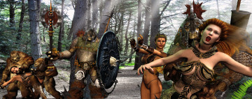 Картинка 3д+графика фантазия+ fantasy существа фон девушки взгляд