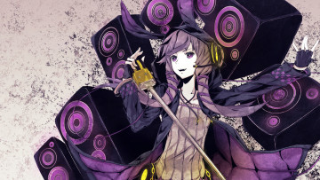 Картинка аниме vocaloid девушка арт takeyama ryo yuzuki yukari музыка микрофон колонки