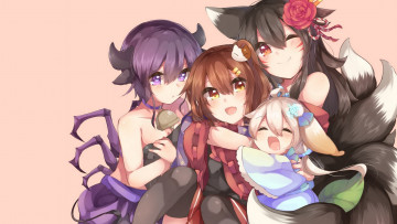 Картинка аниме животные +существа kaenuco существа камелия цветок малышка девушки арт