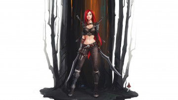 Картинка видео+игры league+of+legends by haryarti рисунок арт темный лес броня dark forest кожаный доспех art league of legends redhead девушка girl катарина katarina фанарт fanart фэнтези fantasy leather armor кинжал dagger рыжая
