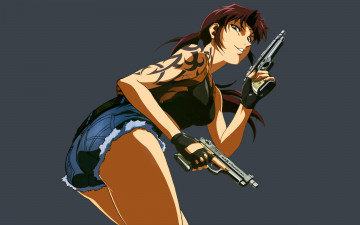 Картинка аниме black+lagoon тату шорты пистолет revy пираты черной лагуны black lagoon