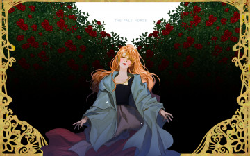 Картинка аниме unknown +другое the pale horse choo haeyun art румянец рамка розы кусты рыжая