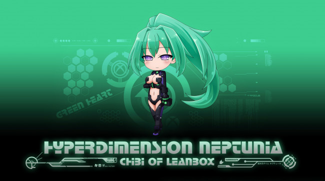 Обои картинки фото аниме, hyperdimension neptunia, green, heart, фон, девочка, арт, akiranyo, vert, hyperdimension, neptunia