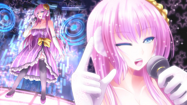 Обои картинки фото аниме, vocaloid, megurine, luka, арт, музыка, девушка, певица