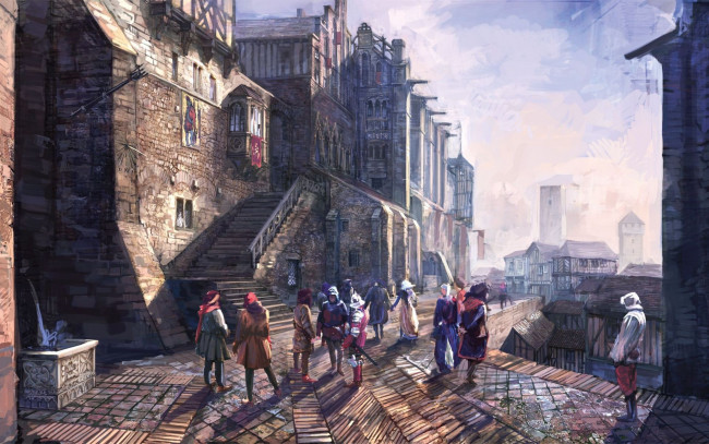 Обои картинки фото видео игры, the witcher 3,  wild hunt, лбди, город