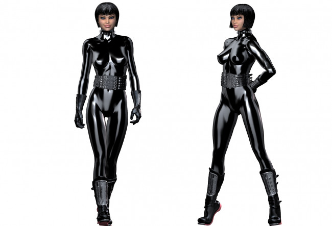 Обои картинки фото 3д графика, фантазия , fantasy, девушка, фон, взгляд, униформа, латекс