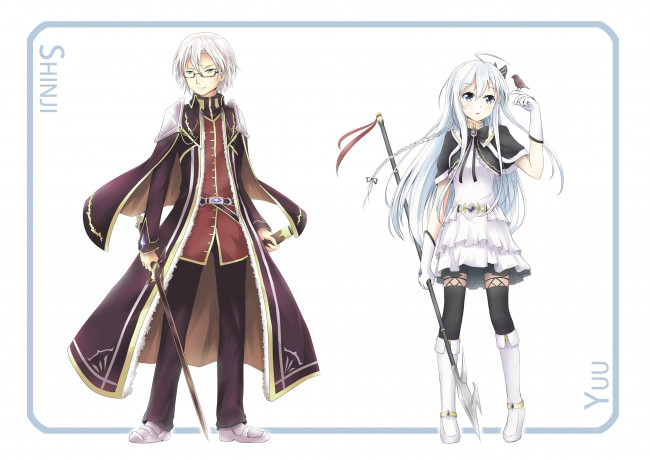 Обои картинки фото аниме, оружие,  техника,  технологии, девочка, белый, фон, арт, парень