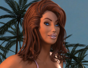 Картинка 3д+графика портрет+ portraits фон взгляд девушка