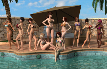 Картинка 3д+графика люди+ people девушки взгляд фон