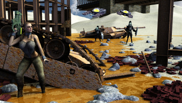 обоя 3д графика, фантазия , fantasy, фон, взгляд, девушка