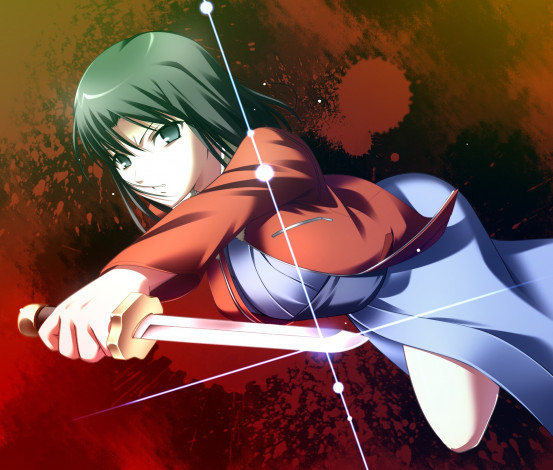 Обои картинки фото аниме, kara no kyokai, фон, взгляд, девушка